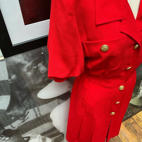 Shirt dress bright Red Emporio Oleg Cassini button down - Picture 7 of 11